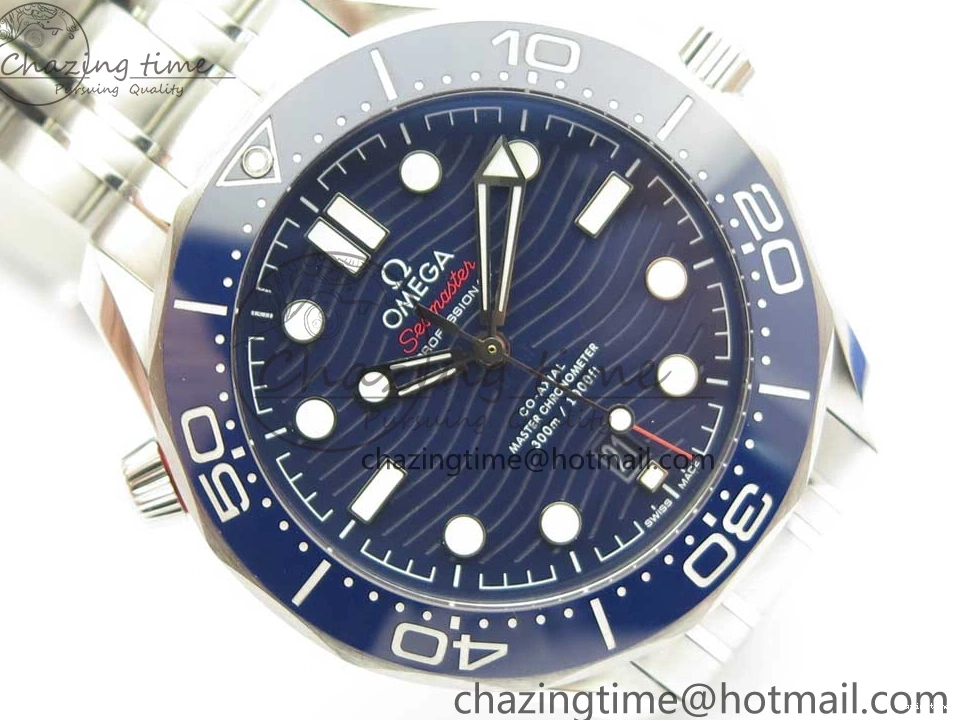 0725 2018 Seamaster Diver 300M OMF Best Edition Blue Ceramic Blue Dial on SS Bracelet A8800 (Black Balance Wheel) ZeroBulk 7957